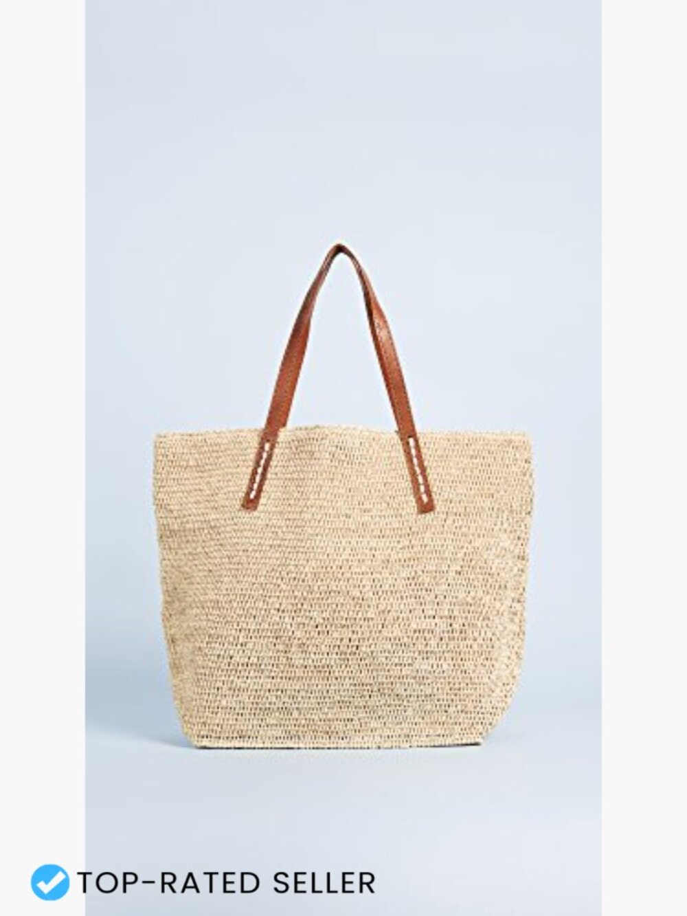 Woven Straw Slouchy Tote Magnetic Closure Leather Handles 20in Length - Picture 2 of 6